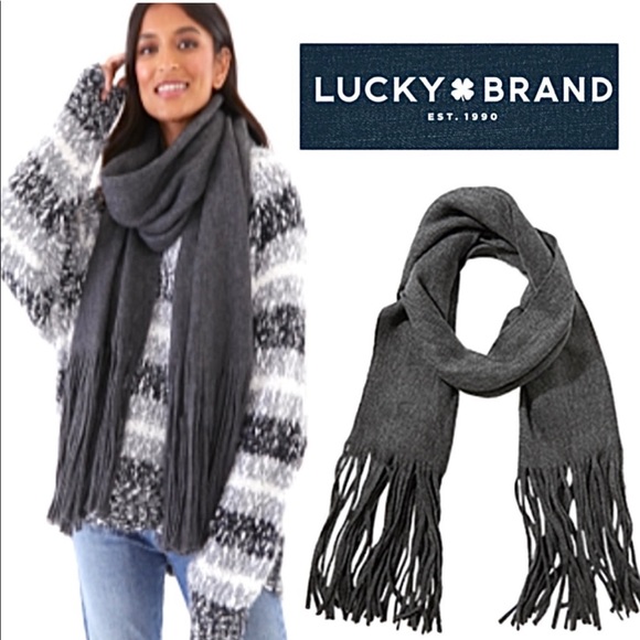 Lucky Brand Accessories - NWT Lucky Brand Fringe Scarf Grey